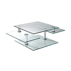 Inside 75 Table basse MOVING modulable en verre transparent piétement acier