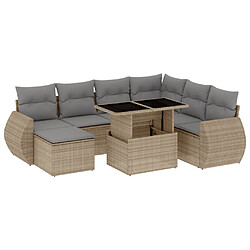 vidaXL Salon de jardin avec coussins 8 pcs beige résine tressée