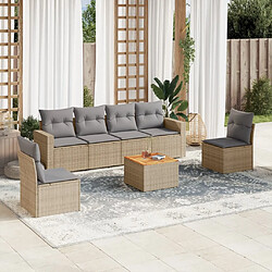 vidaXL Salon de jardin avec coussins 7 pcs beige résine tressée 