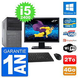 PC Tour Dell 790 MT Ecran 27" Intel i5-2400 RAM 4Go Disque 2To Windows 10 Wifi · Occasion 