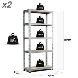 Avis Eurospen Lot de 2 Etagères de rangement modulables et polyvalentes pour atelier, garage, cave... Charge Lourde max 500kg x2