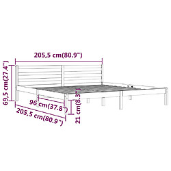 vidaXL Cadre de lit sans matelas bois massif de pin 200x200 cm gris pas cher