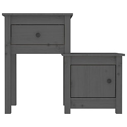 Acheter Maison Chic Table de chevet Table de Nuit Meuble de Rangement Gris 79,5x38x65,5 cm Bois de pin massif