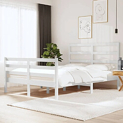 Maison Chic Lit Moderne Chambre - Cadre/structure de lit pour adulte Blanc Bois de pin massif 120x190 cm Petit Double -MN58729