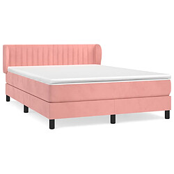 vidaXL Sommier à lattes de lit avec matelas Rose 140x200 cm Velours