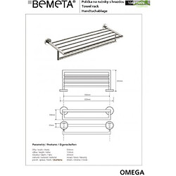 Bemeta - Maison De La Tendance Etagère de douche avec porte-serviettes OMEGA en chrome 55x12x26,5cm