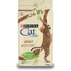 PURINA CAT CHOW Croquettes - Avec NaturiumTM - Riche en canard - Pour chat adulte - 10 kg