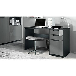 Mpc Bureau Noir Mat Et Gris Laqué (lxhxp) : (129 X 76 X 60 Cm)