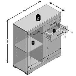 FMD Armoire avec 2 portes et 2 tiroirs 80x34,9x89,9 cm Chêne pas cher