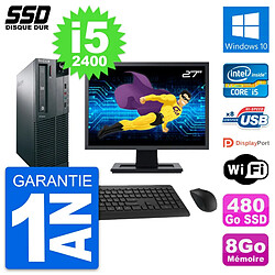 PC Lenovo M82 SFF Ecran 27" Intel Core i5-2400 RAM 8Go SSD 480Go Windows 10 Wifi - Occasion