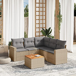 vidaXL Salon de jardin avec coussins 6pcs mélange beige résine tressée