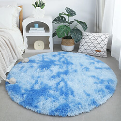 LUUCOZK Tapis à poils longs doux et moelleux pour chambre et salon - Bleu fantastique-Diamètre 120cm