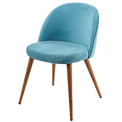 Decoshop26 Lot de 4 chaises de salle à manger tissu velours bleu en bois style rétro CDS04519