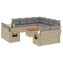 vidaXL Salon de jardin avec coussins 12 pcs beige résine tressée