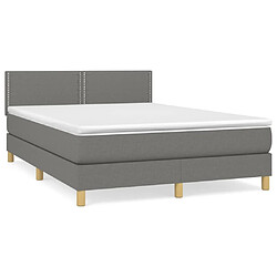 vidaXL Sommier à lattes de lit avec matelas Gris foncé 140x200cm Tissu