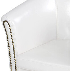 Acheter Helloshop26 Fauteuil chesterfield en synthétique et bois avec éléments décoratifs en cuivre chaise cabriolet meuble de salon blanc 01_0000098