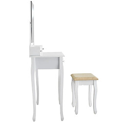 Helloshop26 Coiffeuse avec miroir 5 tiroirs table de maquillage élégante moderne 138 cm blanche 08_0000241 pas cher