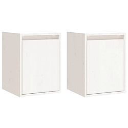 Maison Chic Lot de 2 Armoires murales,Meuble de Rangement,Armoire Suspendue Blanc 30x30x40 cm Bois de pin massif -MN34864