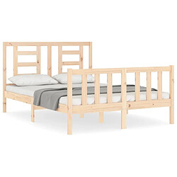 Maison Chic Cadre/structure de lit avec tête de lit pour adulte - Lit Moderne Chambre 120x200 cm bois massif -MN97143