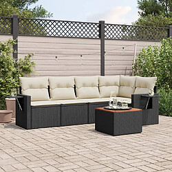 vidaXL Salon de jardin 6 pcs avec coussins noir résine tressée 