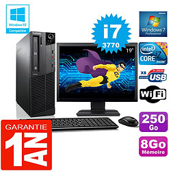 PC Lenovo M92p SFF Core I7-3770 Ram 8Go Disque 250 Go Wifi W7 Ecran 19" - Occasion