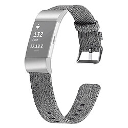 Wewoo Bracelet pour montre connectée FITBIT Charge 2 de en toile avec toiletaille L Gris noir