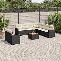 Maison Chic Salon de jardin 10 pcs avec coussins, Ensemble Tables et chaises d'extérieur noir résine tressée -GKD508149