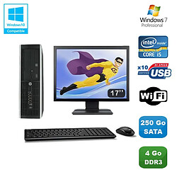 Lot PC HP Elite 8100 SFF Intel Core i5 3.2GHz 4Go 250Go Graveur WIFI W7 Ecran 17 - Occasion