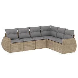 vidaXL Salon de jardin avec coussins 6 pcs beige résine tressée