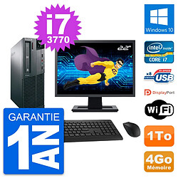 PC Lenovo M82 SFF Ecran 22" Intel i7-3770 RAM 4Go Disque Dur 1To Windows 10 Wifi · Occasion 