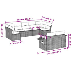 Acheter vidaXL Salon de jardin avec coussins 9 pcs marron résine tressée