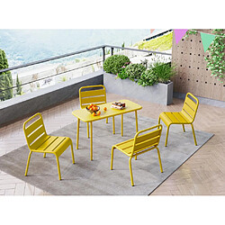 Vente-Unique Table de jardin pour enfants en métal L.80 cm - Jaune moutarde - POPAYAN de MYLIA