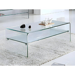 Vente-Unique Table basse STILEOS - Double plateau - Verre trempé 