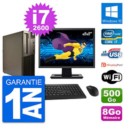 PC Lenovo M82 SFF Ecran 22" Intel i7-2600 RAM 8Go Disque 500Go Windows 10 Wifi