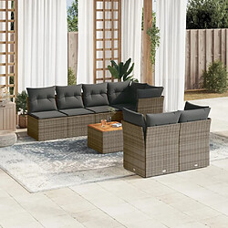 Maison Chic Ensemble Tables et chaises d'extérieur 6pcs avec coussins,Salon de jardin gris résine tressée -GKD879354