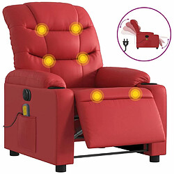 Maison Chic Fauteuil Relax pour salon, Fauteuil de massage inclinable électrique rouge similicuir -GKD89260