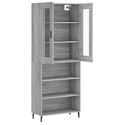 Avis vidaXL Buffet haut Sonoma gris 69,5x34x180 cm Bois d'ingénierie