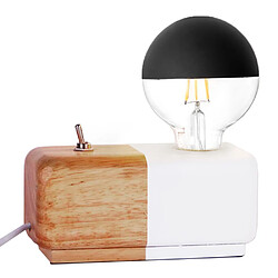 Sampa Helios Lampe de table déco en bois naturel blanc E27 lampe à poser compatible LED Lampe déco en bois naturel et blanc E27 / 40W max (non......