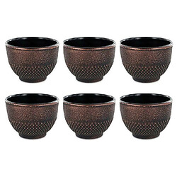 Aromandise 6 tasses en fonte de Chine noir & bronze 15 cl 