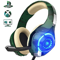 Universal Casque gaming avec micro pour Xbox One, PS4 et PC (vert)