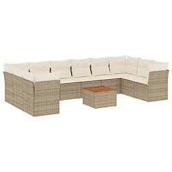 Maison Chic Salon de jardin 11 pcs avec coussins, Ensemble Tables et chaises d'extérieur beige résine tressée -GKD623591