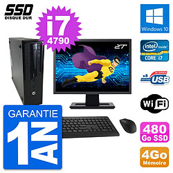 PC HP ProDesk 400 G1 SFF Ecran 27" i7-4790 RAM 4Go SSD 480Go Windows 10 Wifi - Occasion