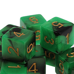 Paquet De 10pcs Double Couleur Six Dés D6 Verso Pour D & D Trpg Jeu Vert Et Noir