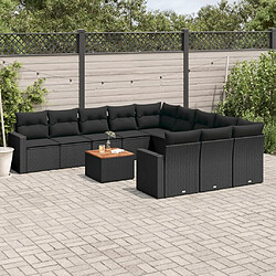 Maison Chic Salon de jardin 12 pcs avec coussins, Ensemble Tables et chaises d'extérieur noir résine tressée -GKD507662