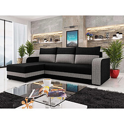 Bestmobilier Harvey - canapé d'angle réversible - convertible - avec coffre - en tissu - 4 places - style contemporain Harvey - canapé d'angle réversible - convertible - avec coffre - en tissu - 4 places - style contemporain - Noir / Gris