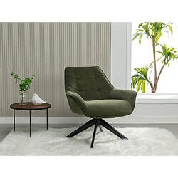 Vente-Unique Fauteuil pivotant en tissu vert olive CANATO