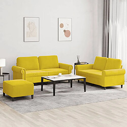 vidaXL Ensemble de canapés 3 pcs avec coussins Jaune Velours 