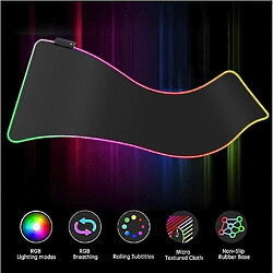 Universal Pad de souris de jeu, 15 modes lumineux LED Soft Extra Extold Large Mousepad