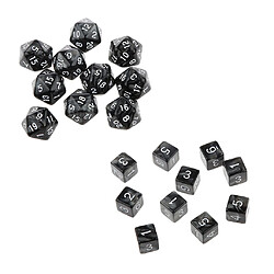 Jouet à six faces Acrylique polyédrique D20 D6 20pcs Dés D20 D6 Dés Polyédriques Pour Donjons Et Dragons Mtg Rpg Jouet Noir