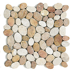 Pegane Carrelage de mosaïque/Plaque mosaïque mur et sol en marbre naturel coloris blanc et beige mat - 33 x 33 cm